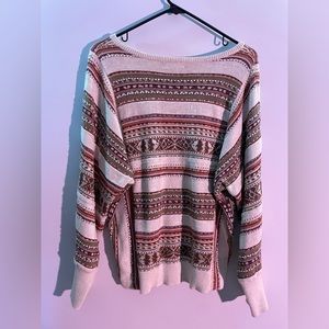 VINTAGE CHAPS UNISEX KNIT PATTERN DESIGN SWEATER BROWN COMFORTABLE CUTE SWEATER🍀